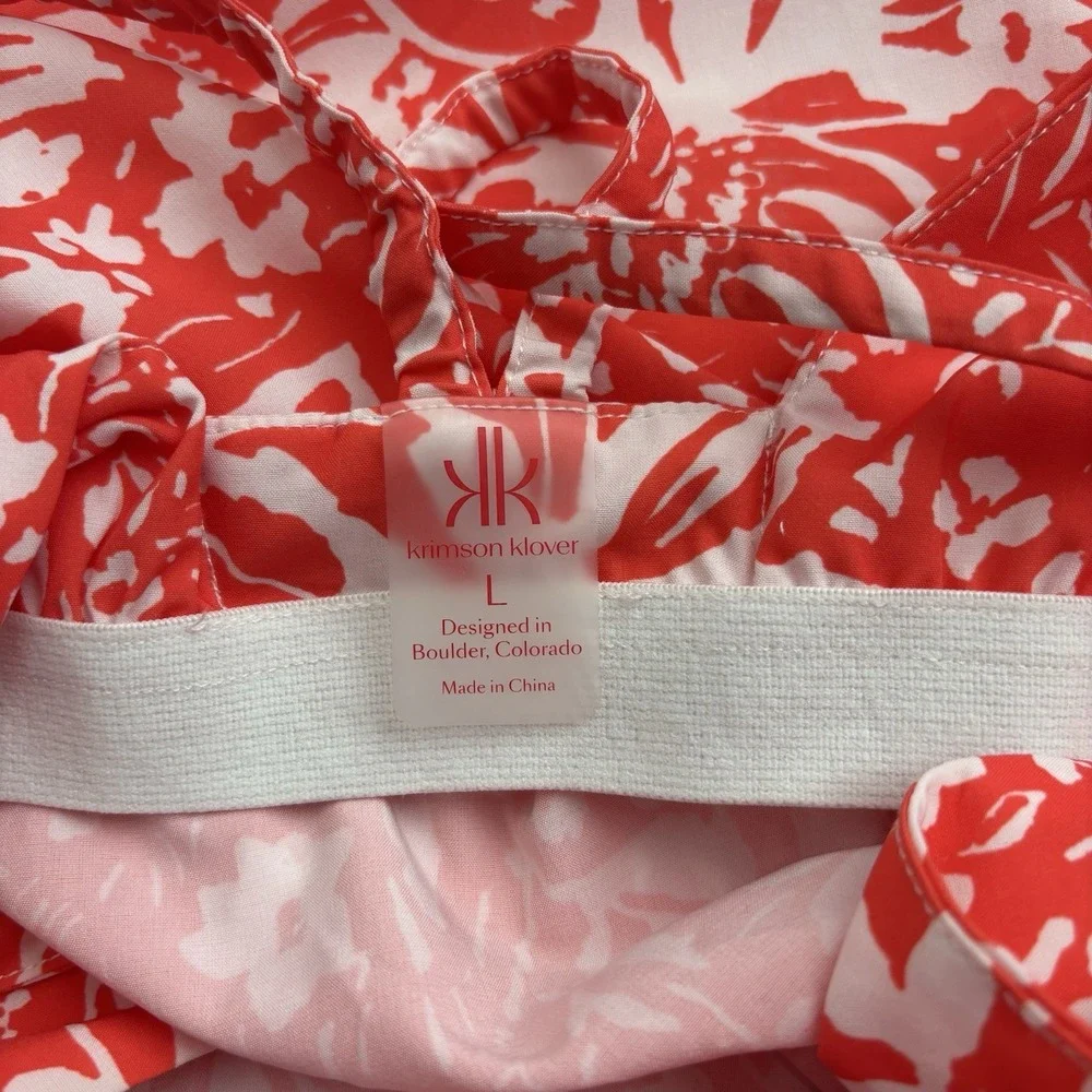 Krimson Klover Dress Tropical Built in Bra Coral Orange Pockets Sporty Sz Large - Picture 6 of 12